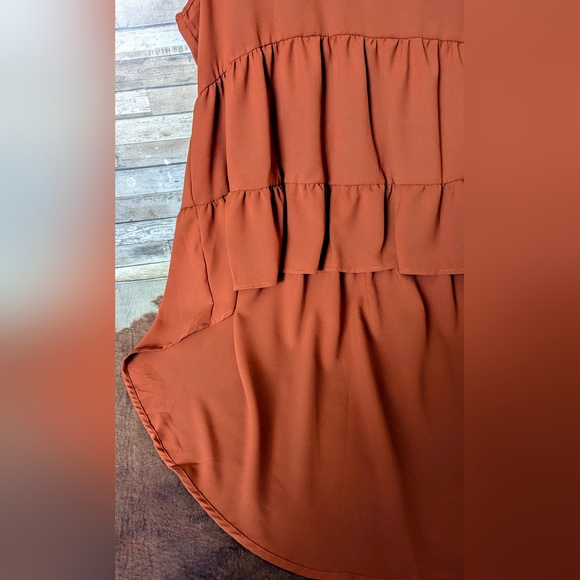 New Dark Orange Tiered Hi Lo Sleeveless Dress or Tunic - Picture 4 of 14